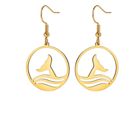  Whale Tail Earrings with Wave | Ocean-inspired Jewelry  - Tecwwa