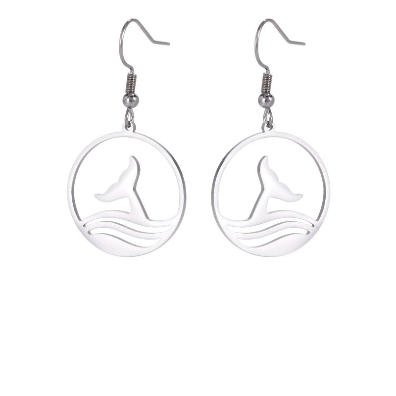  Whale Tail Earrings with Wave | Ocean-inspired Jewelry  - Tecwwa