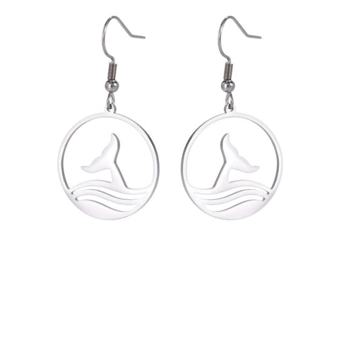  Whale Tail Earrings with Wave | Ocean-inspired Jewelry  - Tecwwa