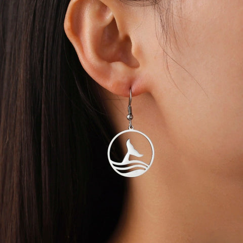  Whale Tail Earrings with Wave | Ocean-inspired Jewelry  - Tecwwa