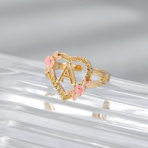 TECWWA RINGS ROSE GOLD HEART A-Z