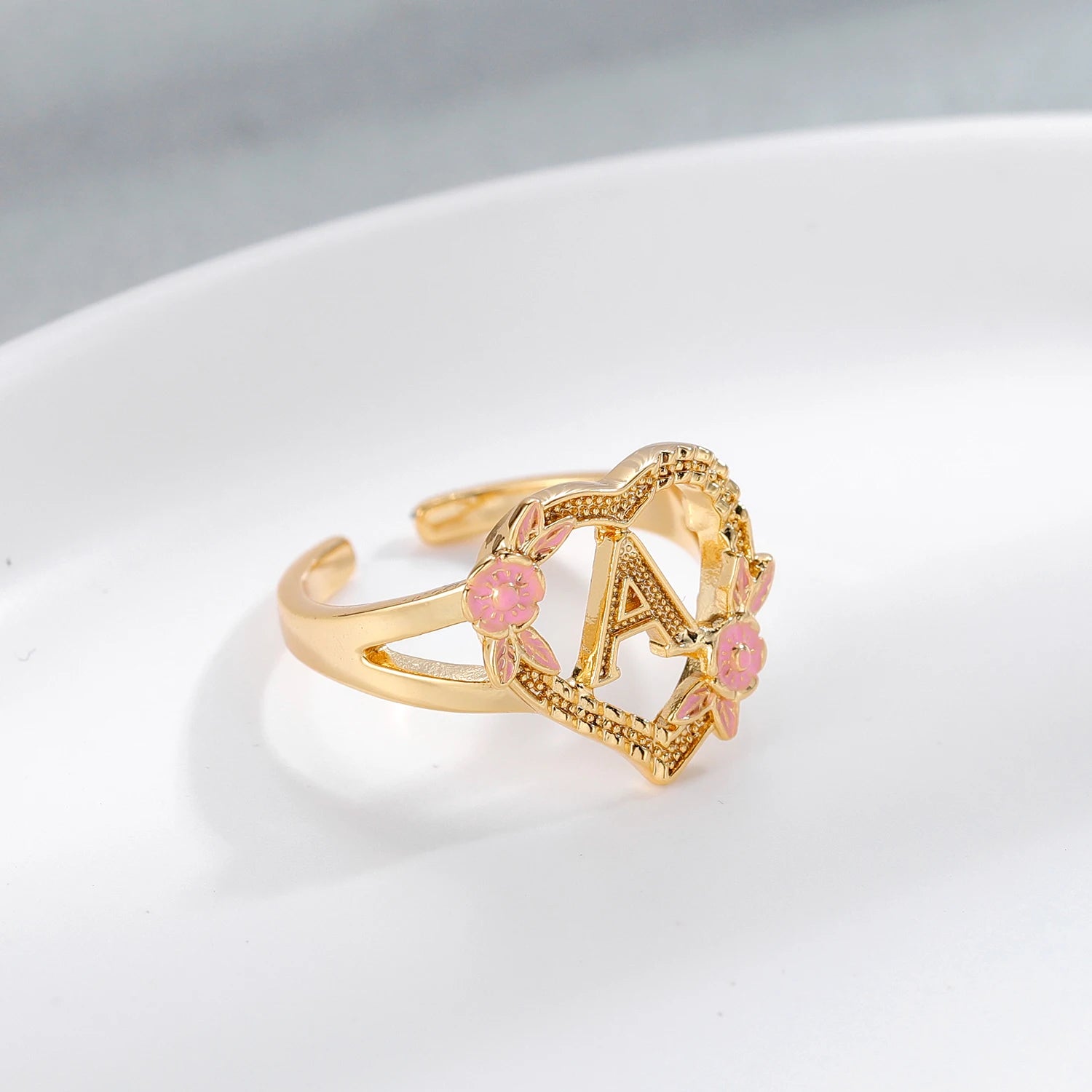 TECWWA RINGS ROSE GOLD HEART A-Z