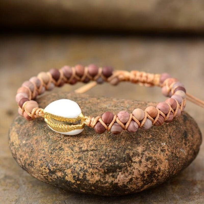 Stone Bead Cowrie Shell Bracelet - Bracelets