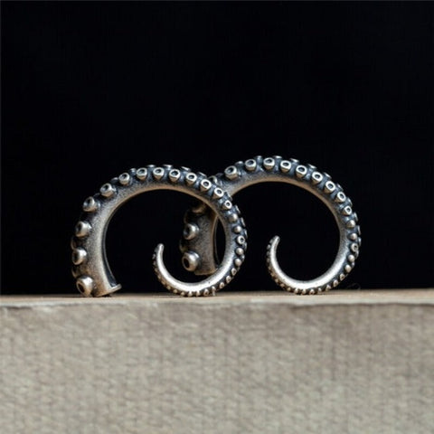 Get Online To Octopus Tentacle Silver Hoop Earrings - Tecwwa