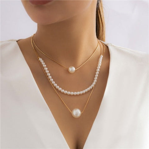 Women's Pearl Strand heart Necklaces - Hearts - Tecwwa