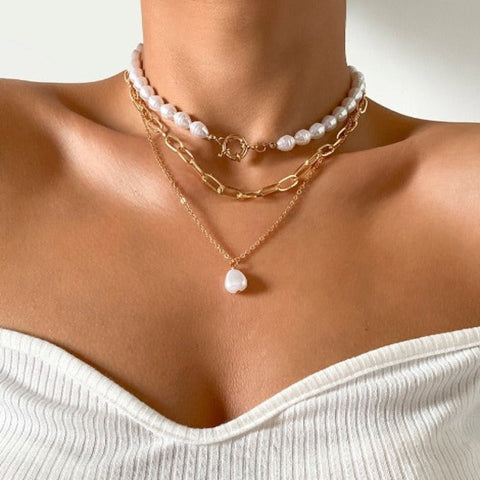 Women's Pearl Strand heart Necklaces - Hearts - Tecwwa