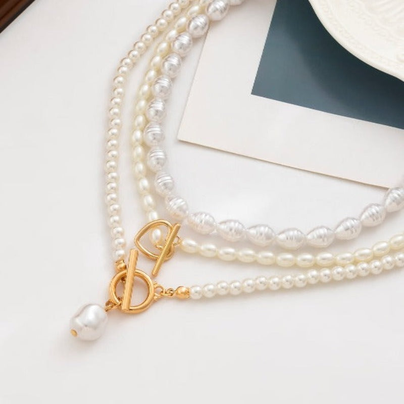 Women's Pearl Strand heart Necklaces - Hearts - Tecwwa