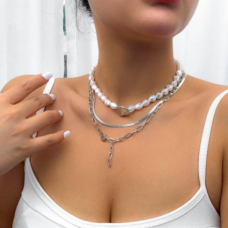 Women's Pearl Strand heart Necklaces - Hearts - Tecwwa