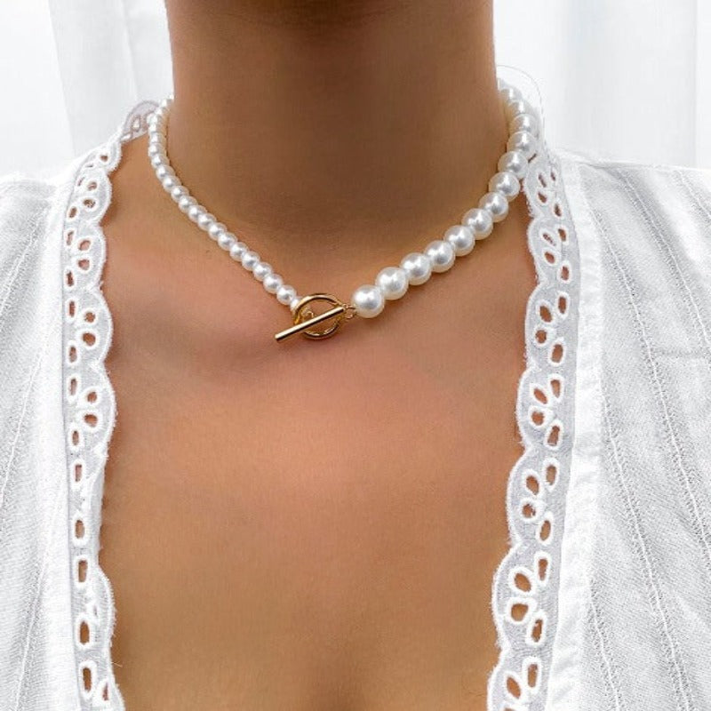 Women's Pearl Strand heart Necklaces - Hearts - Tecwwa