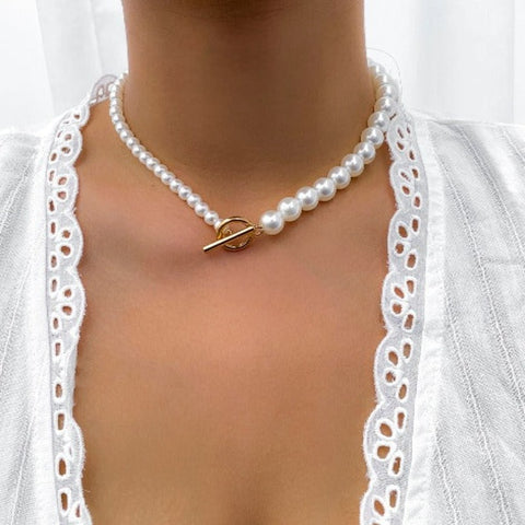 Women's Pearl Strand heart Necklaces - Hearts - Tecwwa