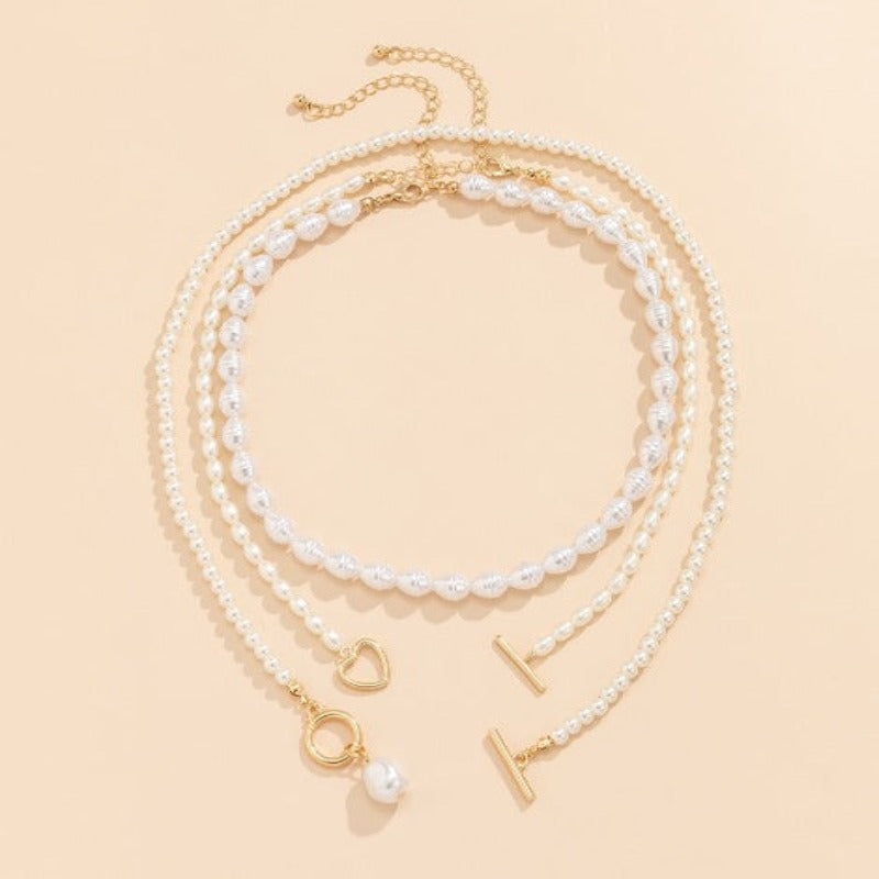 Women's Pearl Strand heart Necklaces - Hearts - Tecwwa