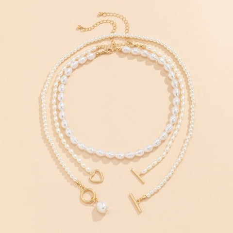 Women's Pearl Strand heart Necklaces - Hearts - Tecwwa